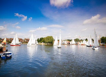 In fine weather, all the sailing enthusiasts our our on the Norfolk Broads
