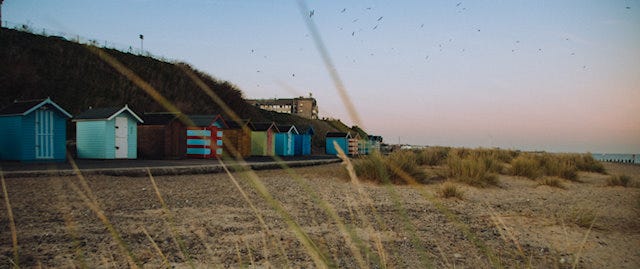 beach huts along the pakefield coast