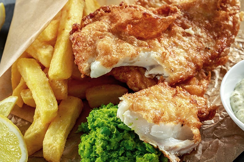 Enjoy fish and chips from the Torcross Boathouse