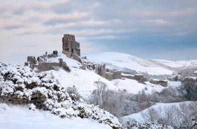 Castle ruins in the snow